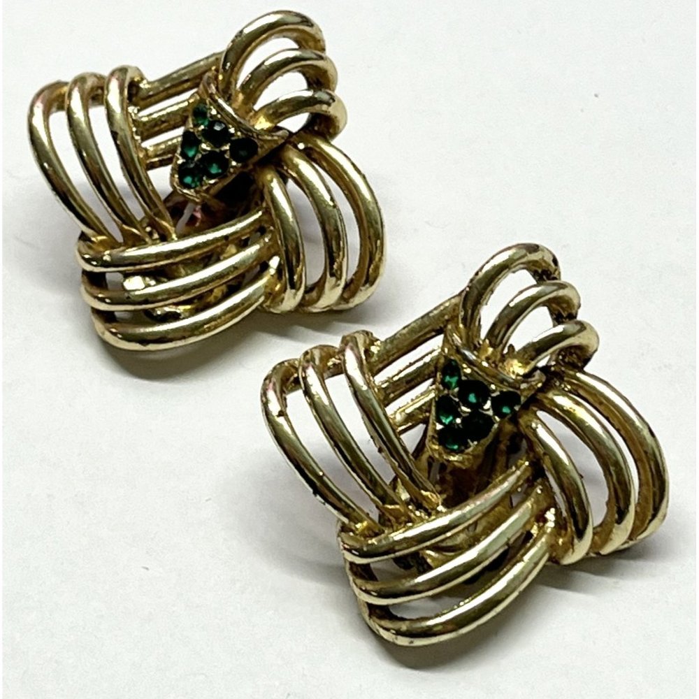 Vintage green rhinestone earrings